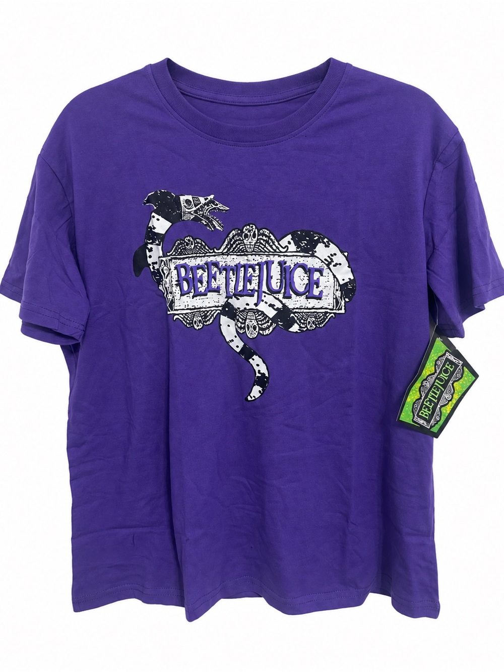 Beetlejuice Graphic Tee - Purple Short Sleeve NWT SIZE LARGE UNISEX 💜🖤💜